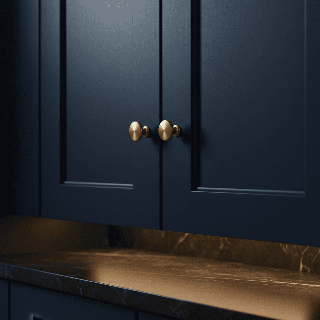 Cabinet doors with fresh professional paint finish and hardware